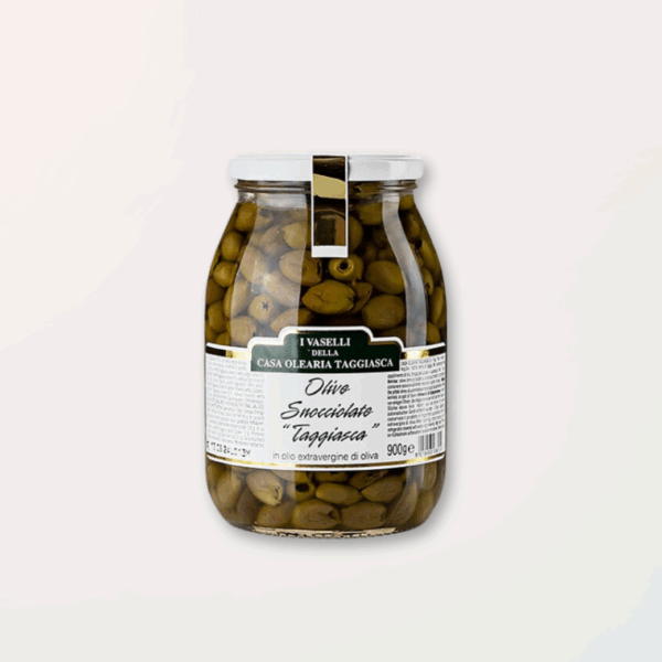 Pitted Taggiasca Black Olives in Extra Virgin Olive Oil 900g | Premium Food Thailand