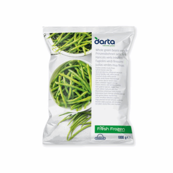 Frozen Very Fine Green Beans in 1kg bag from Darta – premium European vegetables