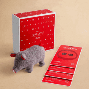 Celebrate a newborn with the Joselito Baby Box. 100% natural Iberian meats and a cute plush toy — the perfect gourmet gift for parents and families.