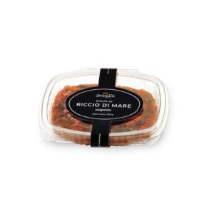Frozen Mediterranean sea urchin pulp 100g, premium uni roe from Sardinia, ideal for croutons, burrata, or gourmet pasta dishes.