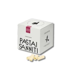 Pasta Sanniti Rigatoni made in Italy. Bronze-die pasta with excellent sauce grip, low gluten and firm al dente texture.